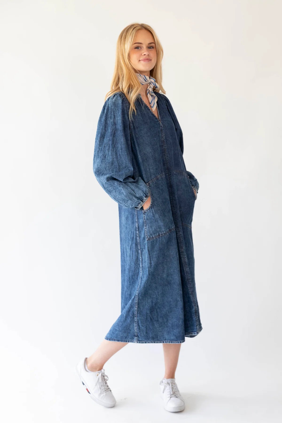 Paris Midi Dress - Dark Denim