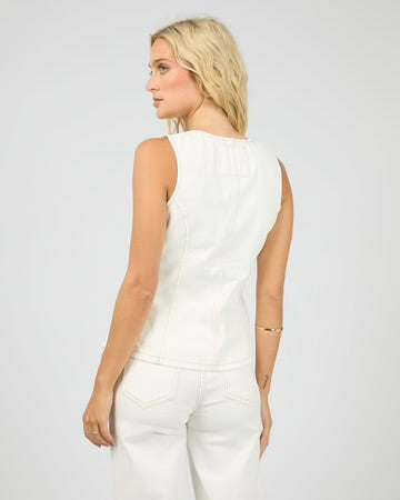 Lena Denim Vest - White