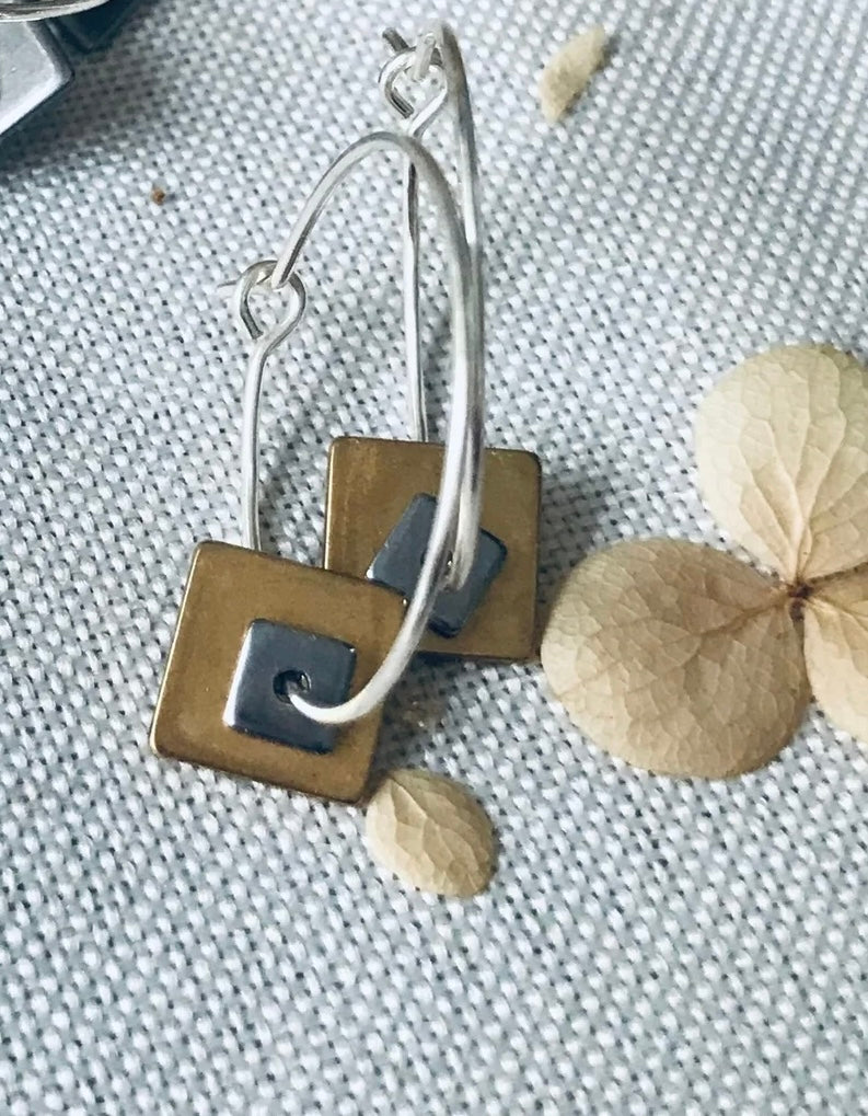 Squared Off Earrings- Gold