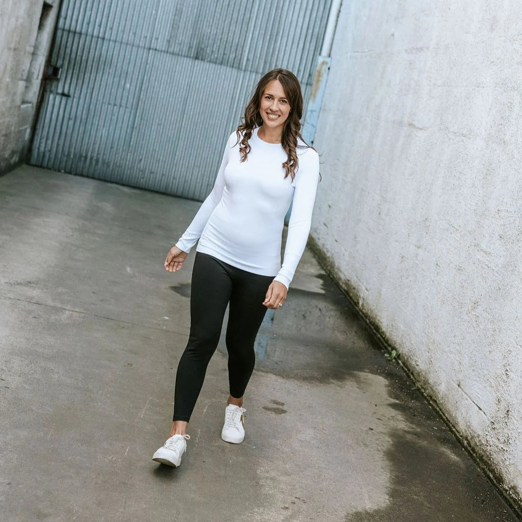 Lina Long Sleeve Rib Knit - White