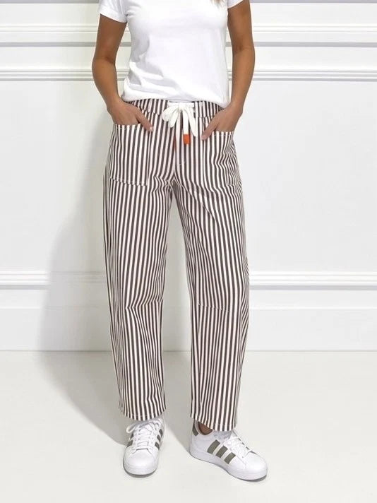 Monaco Carter Barrel Jean - Chocolate Stripe