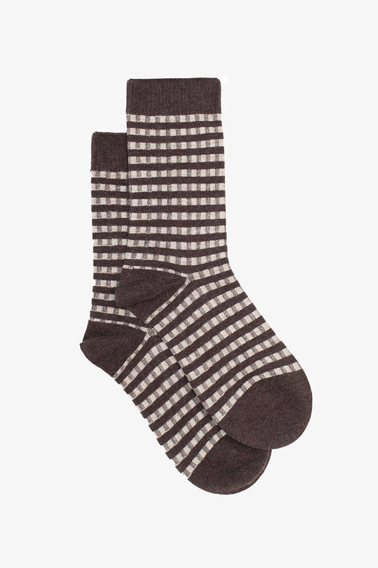 Chocolate Gingham Sock