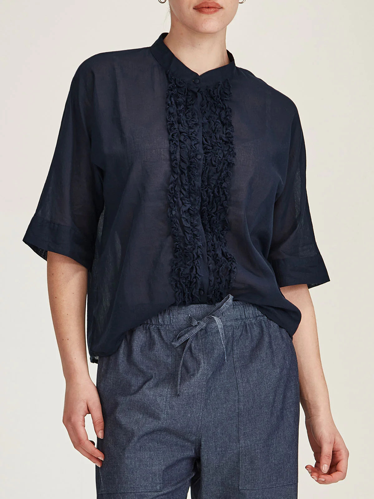 Sasha Ruffle Blouse - French Navy