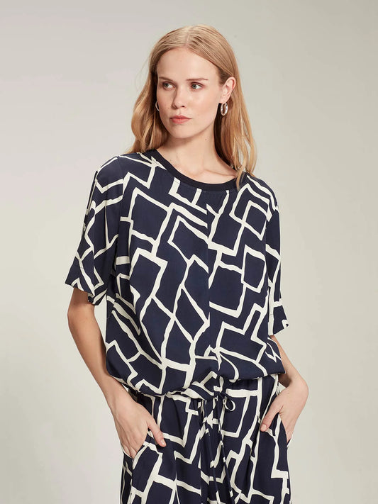 Dea Print Top - Navy Print