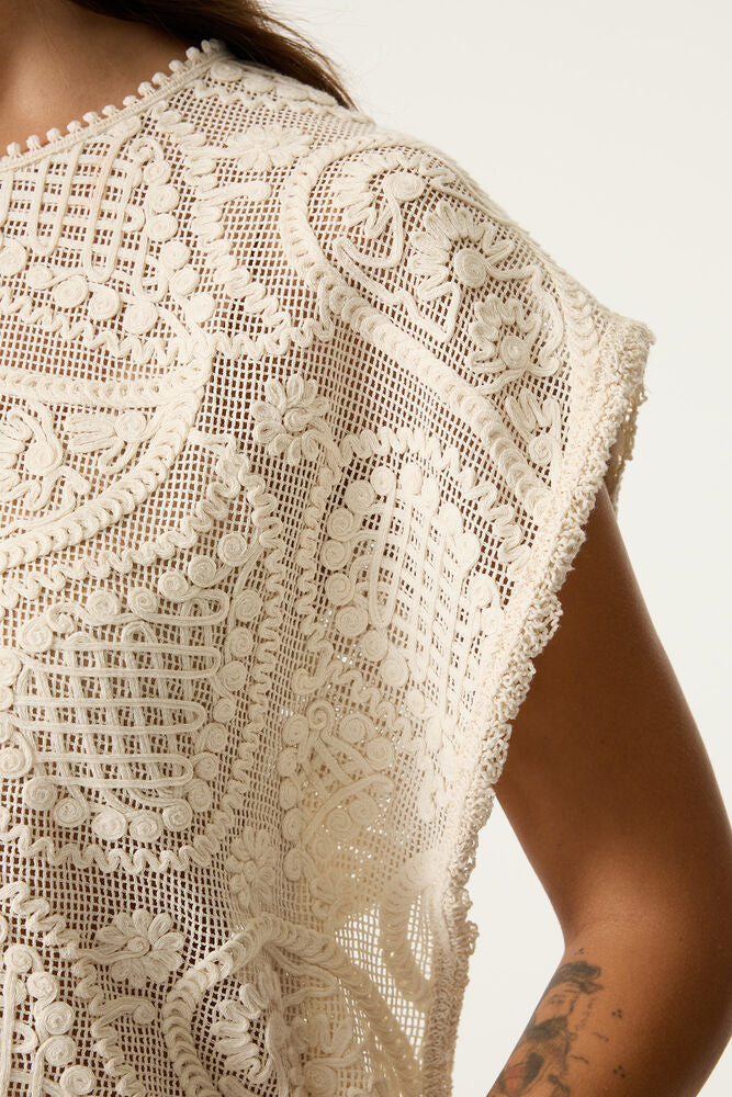 Boxy Crochet Top - Ecru