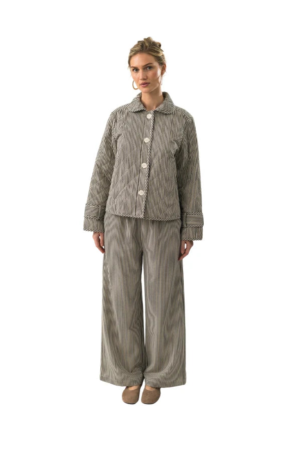 Viola Quilted Jacket - Black Stripe