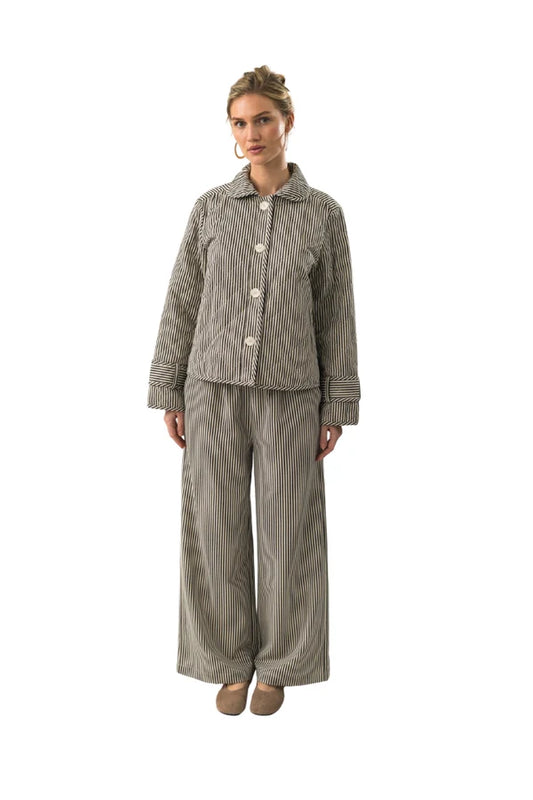 Viola Quilted Jacket - Black Stripe