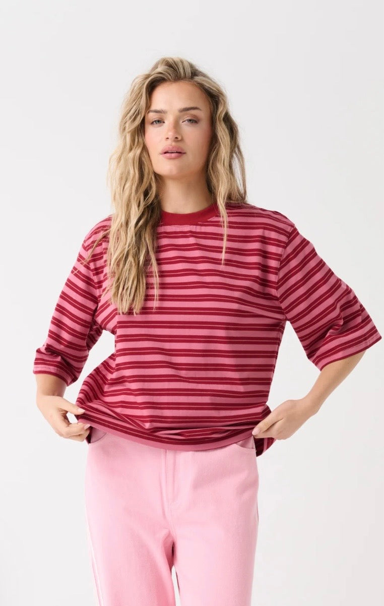 Hallie Tee - Boysenberry Stripe