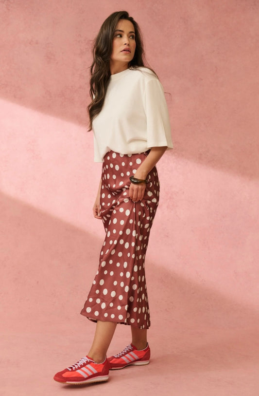 Millie Slip Skirt - Rust/Cream Spot