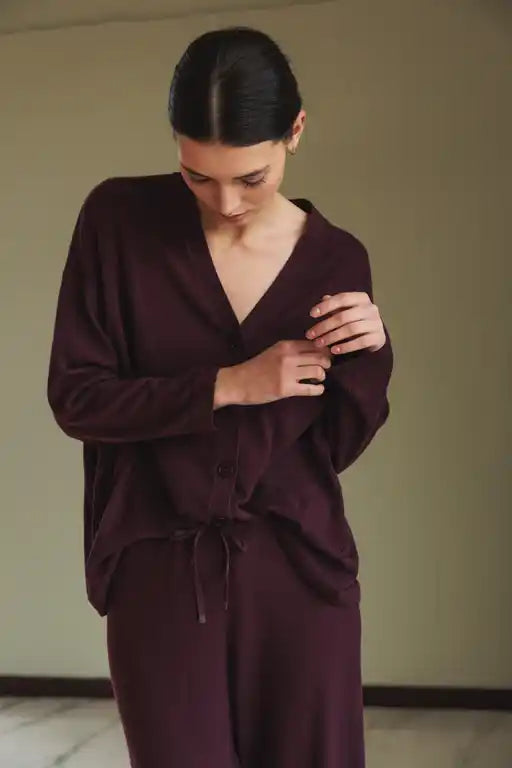 Dropped Shoulder Cardy - Plum