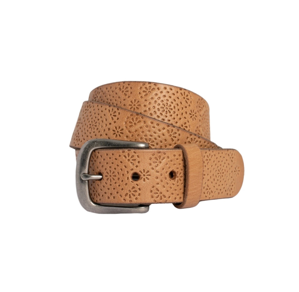 Catherine Embossed Leather Belt - Natural
