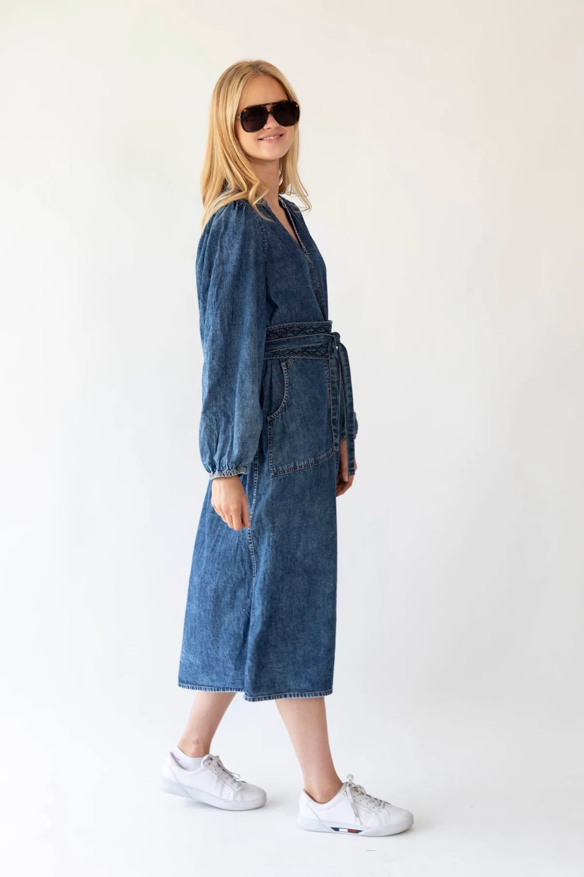 Paris Midi Dress - Dark Denim