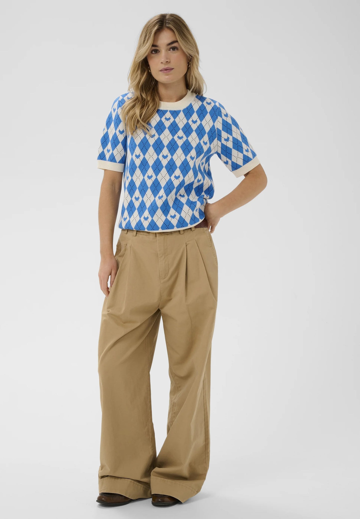 Pamilla Pullover - Blue/Argyle Hearts