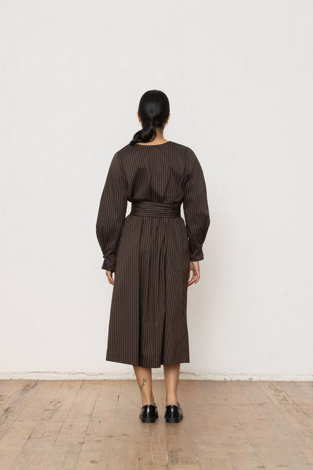 Obi Dress - Chocolate Stripe