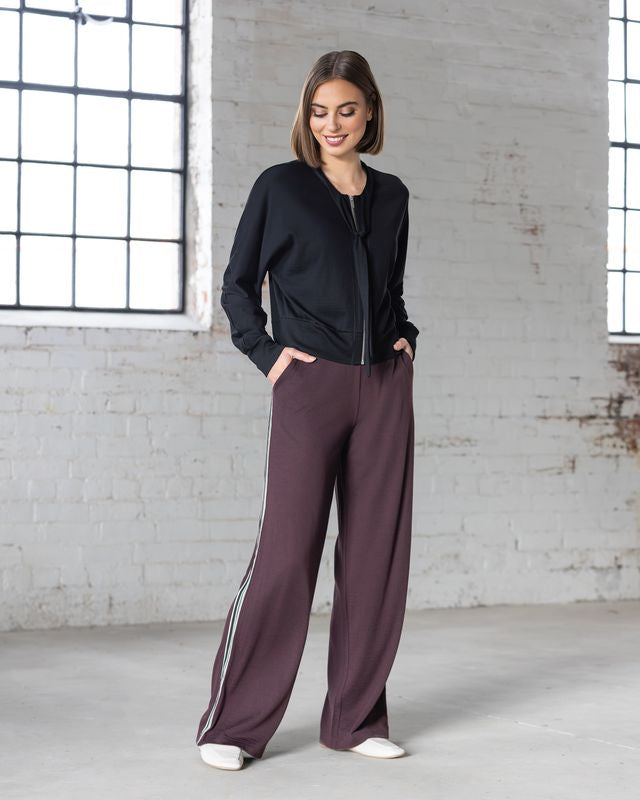 Asher Wide Leg Merino Pant - Berry