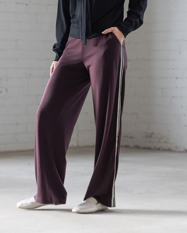 Asher Wide Leg Merino Pant - Berry