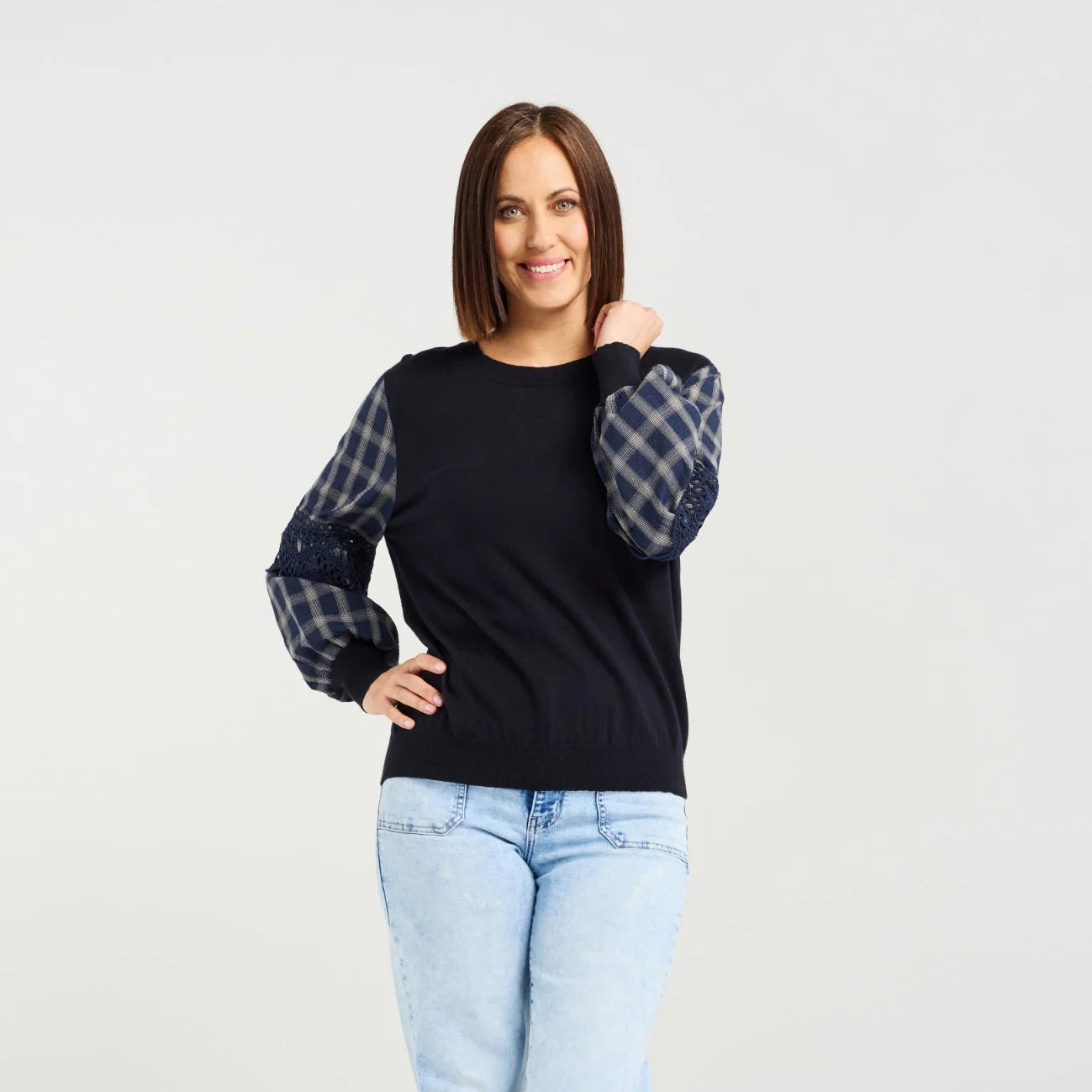 Lilith Top - Ink Check Lines