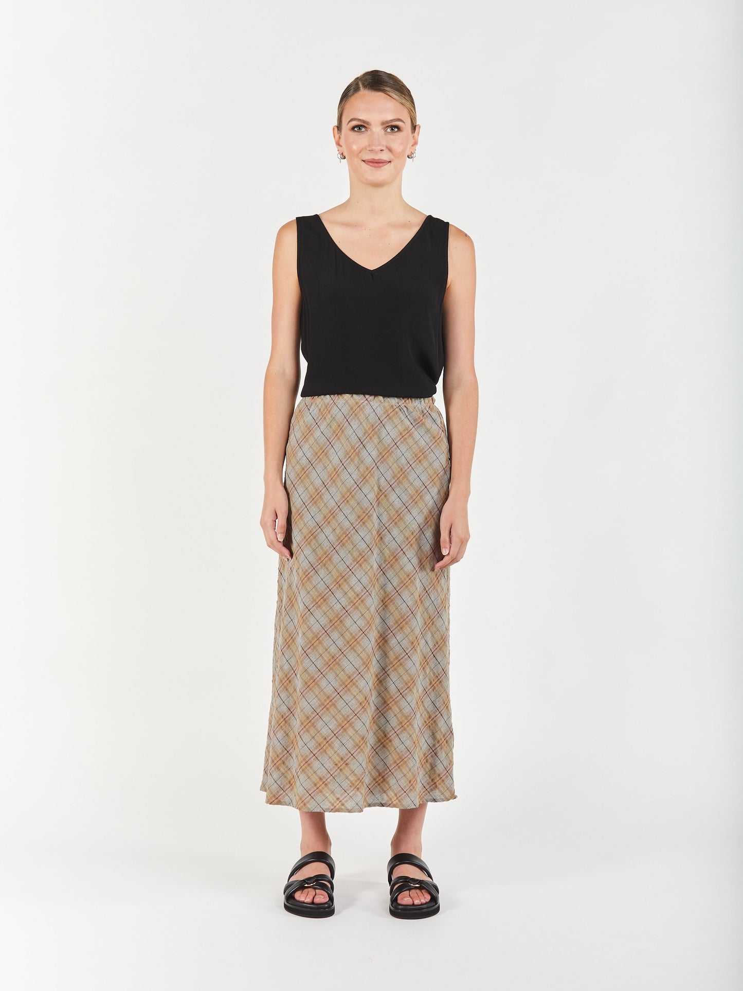 Believer Bias Skirt - Taupe Check