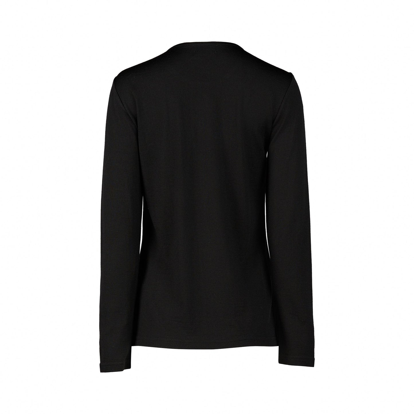 Merino Basic Long Sleeve Crew Neck Top - Black