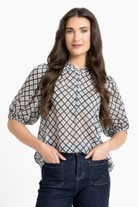 Nina Blouse - Ink Check