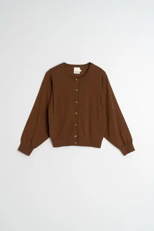 Button Up Cardy - Tobacco