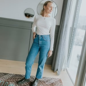 Lina Women’s Long Sleeve Rib Knit - Pearl