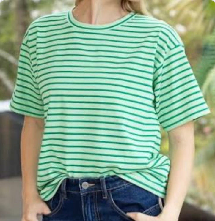 Charlotte T-Shirt - Mint Green Stripe