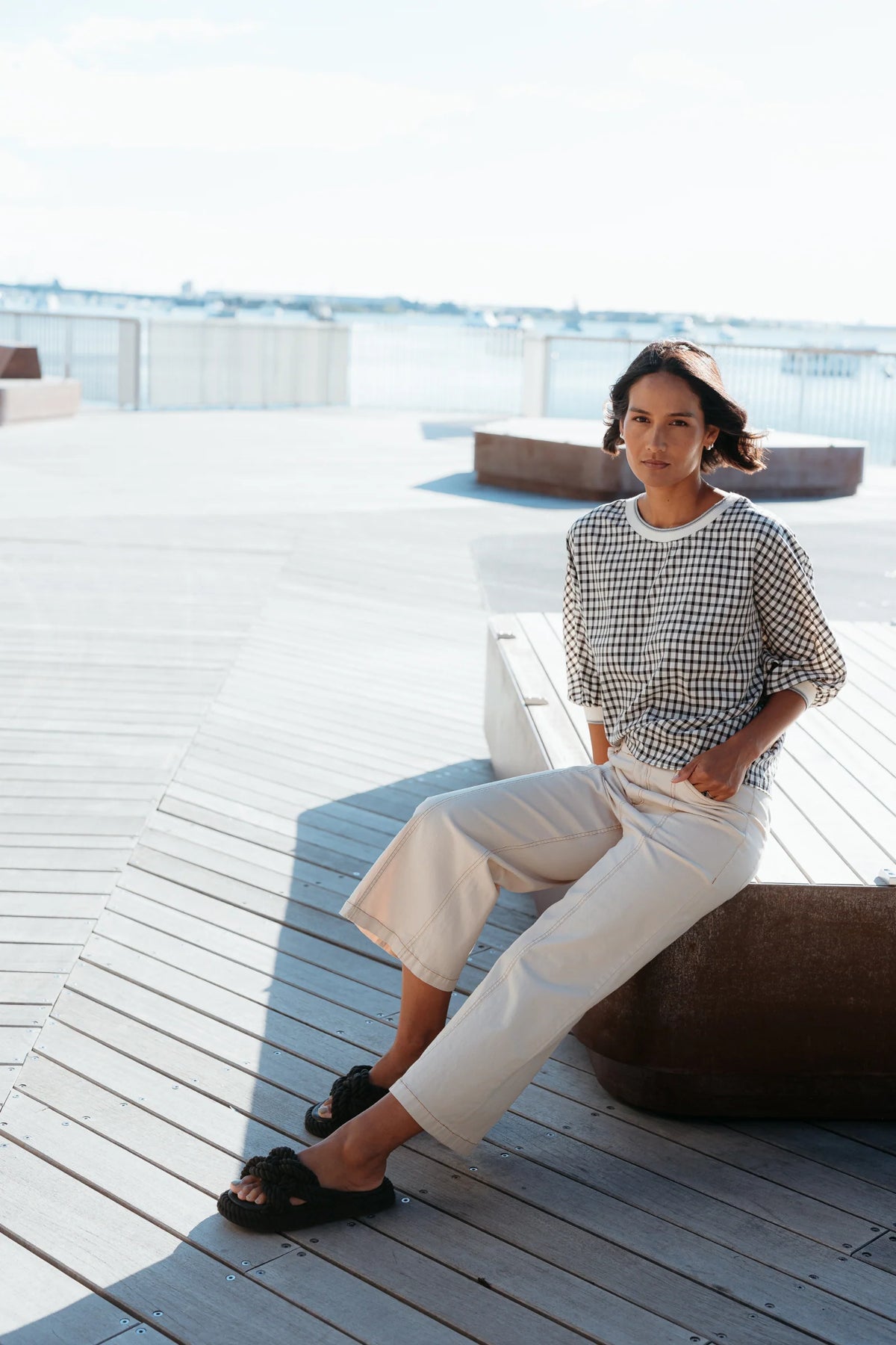 Aroha Top - Monochrome Check