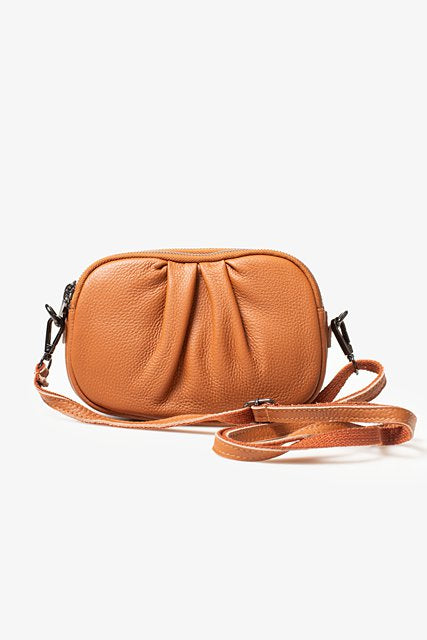 Evie Gathered Leather Bag - Tan