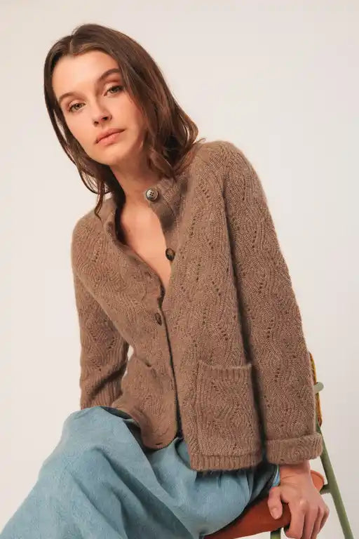 Crochet Cardigan - Camel