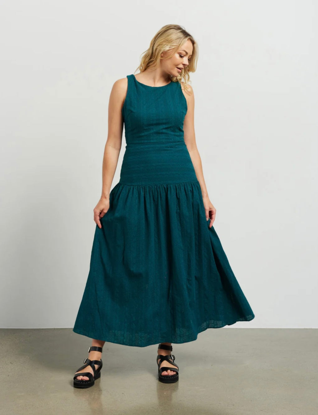 Mila Maxi Dress - Peacock Broderie