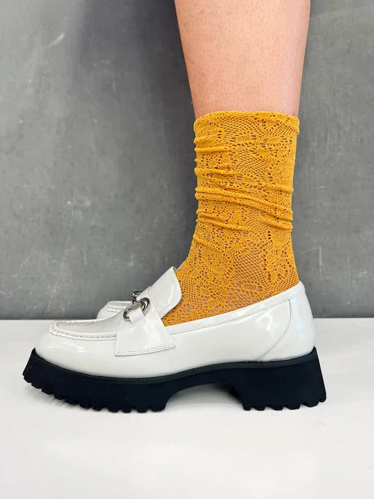 Slouch Lace Sock - Mustard