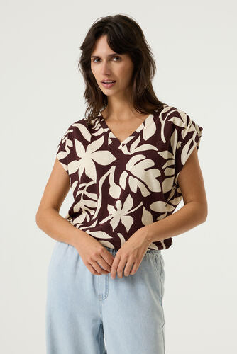 Leaf Print Tee - Earth Brown