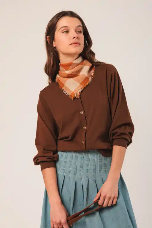 Button Up Cardy - Tobacco