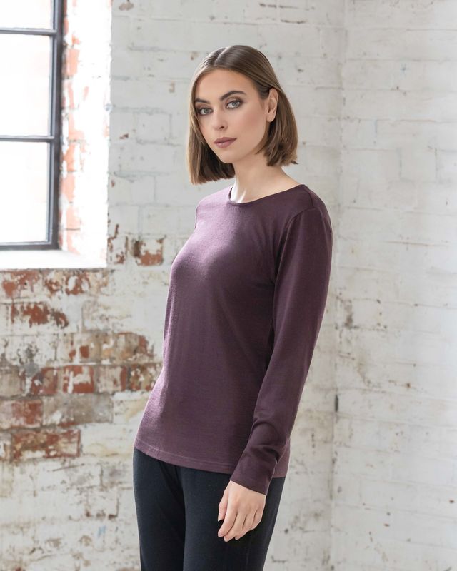 Tori Crew Merino Top - Berry
