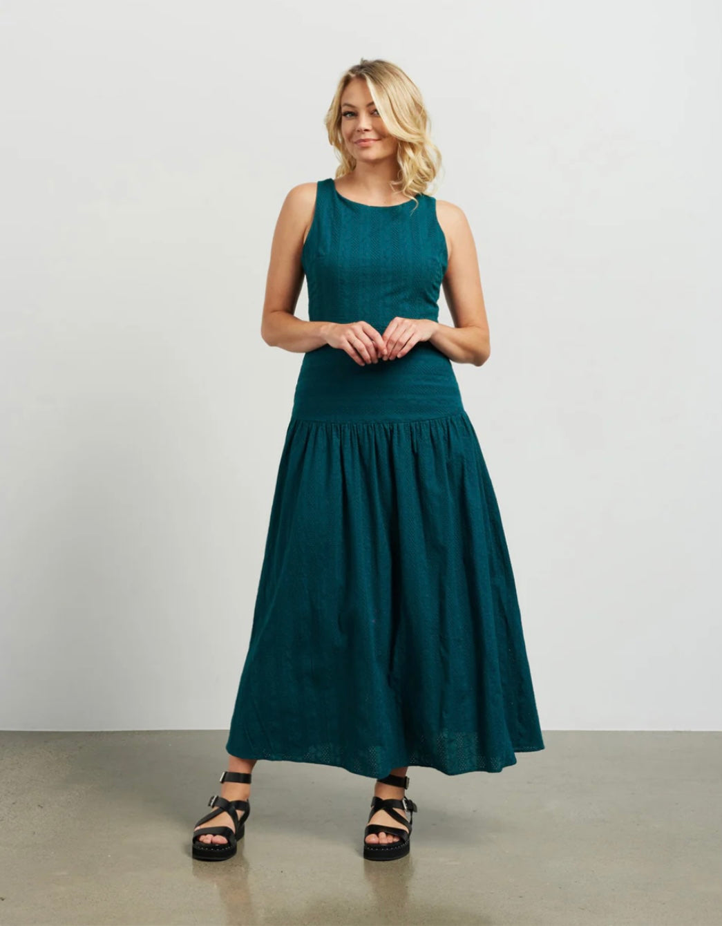 Mila Maxi Dress - Peacock Broderie