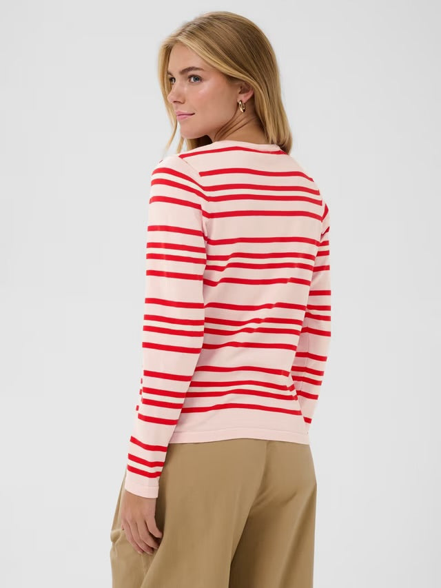 Pila Cardigan - Chalk Pink/Red Multi Stripe