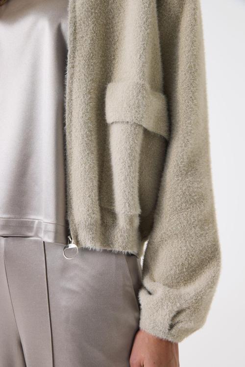 Feather Grey Zip Up Cardigan