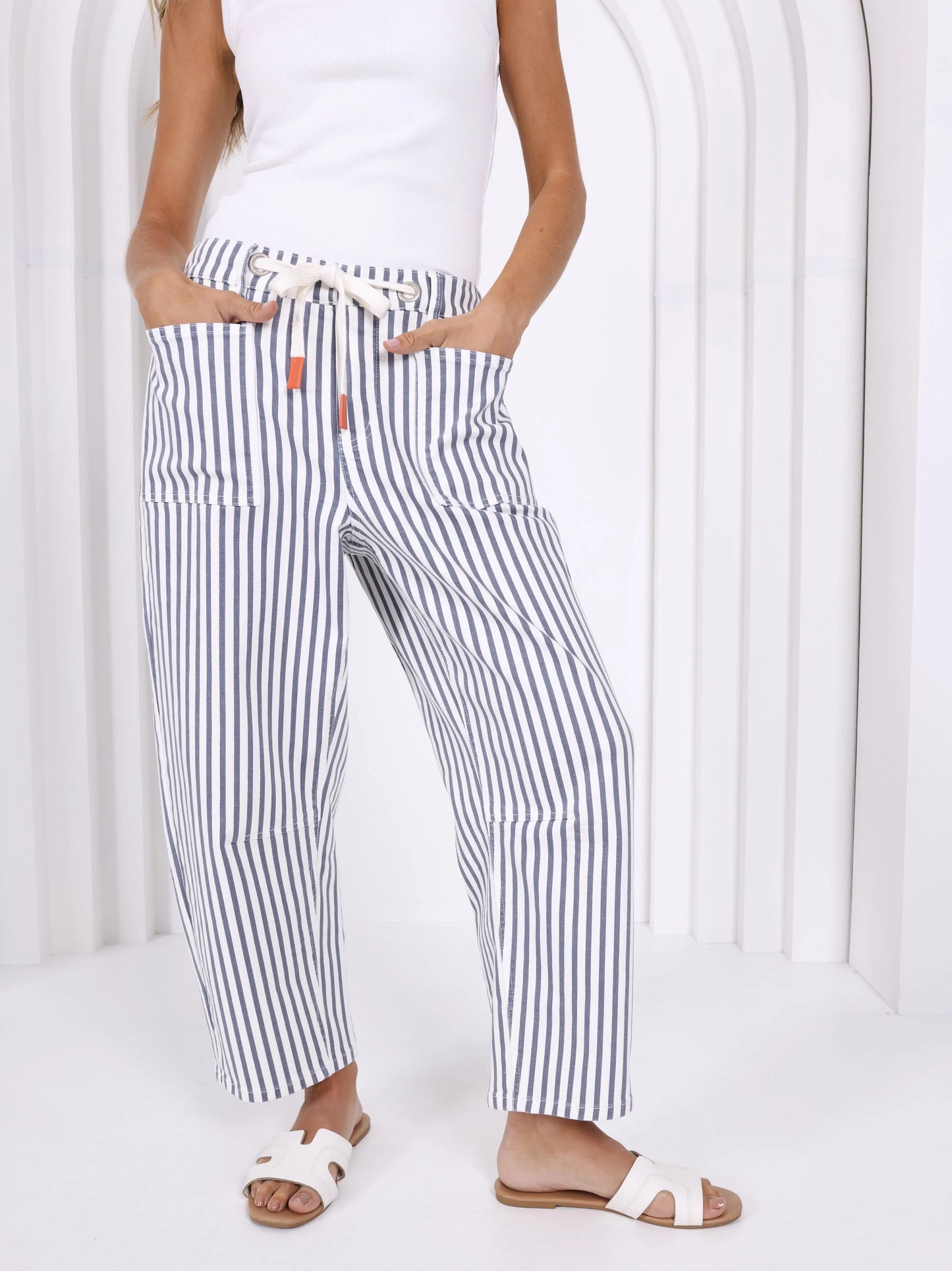 Carter Barrel Jean - Navy Stripe