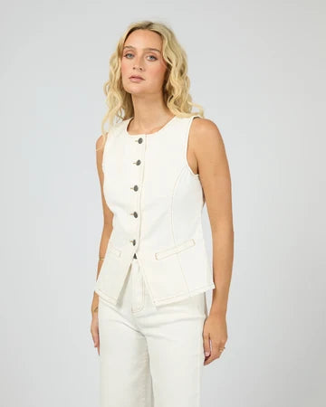 Lena Denim Vest - White
