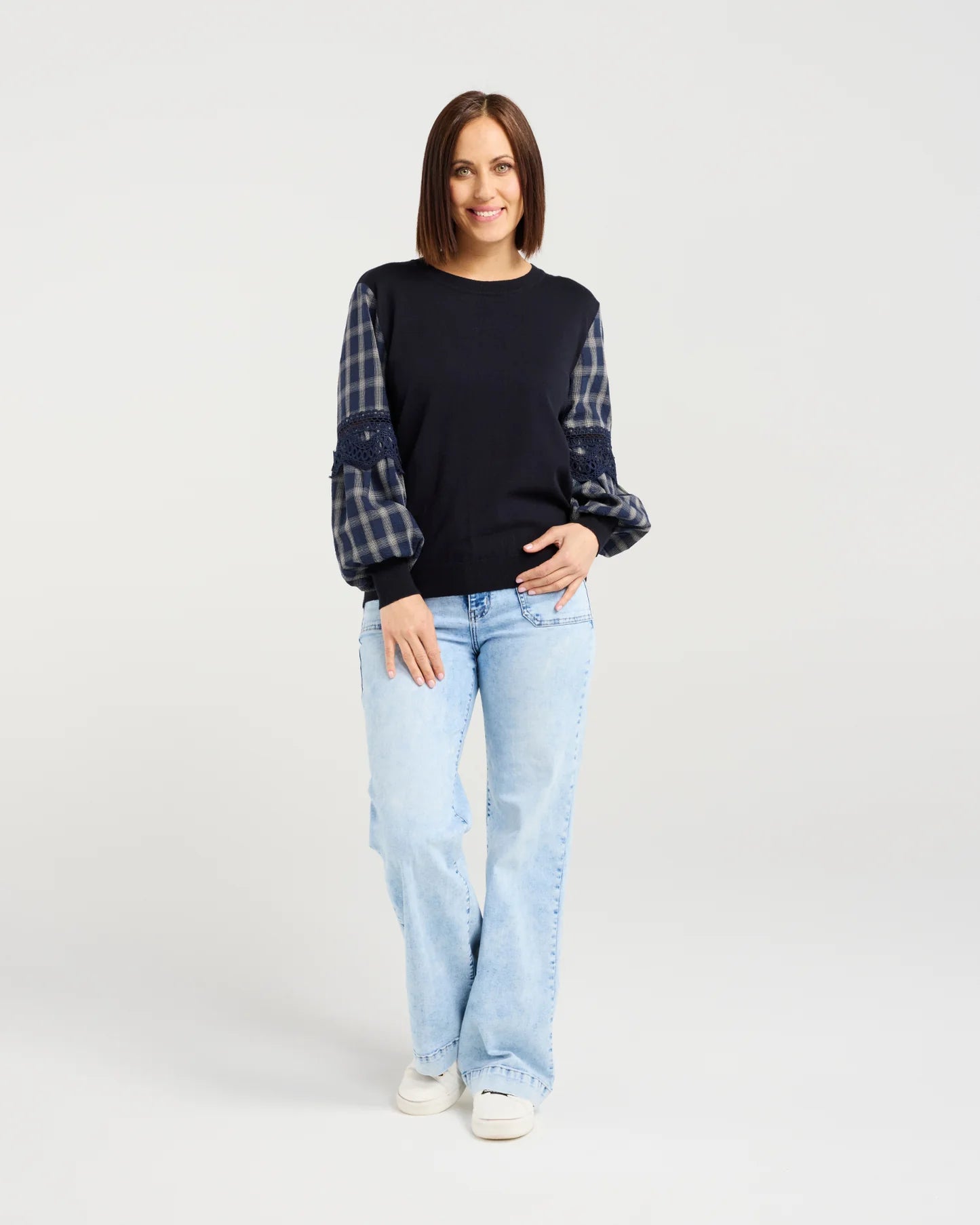 Lilith Top - Ink Check Lines