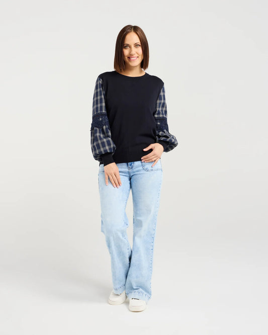 Lilith Top - Ink Check Lines