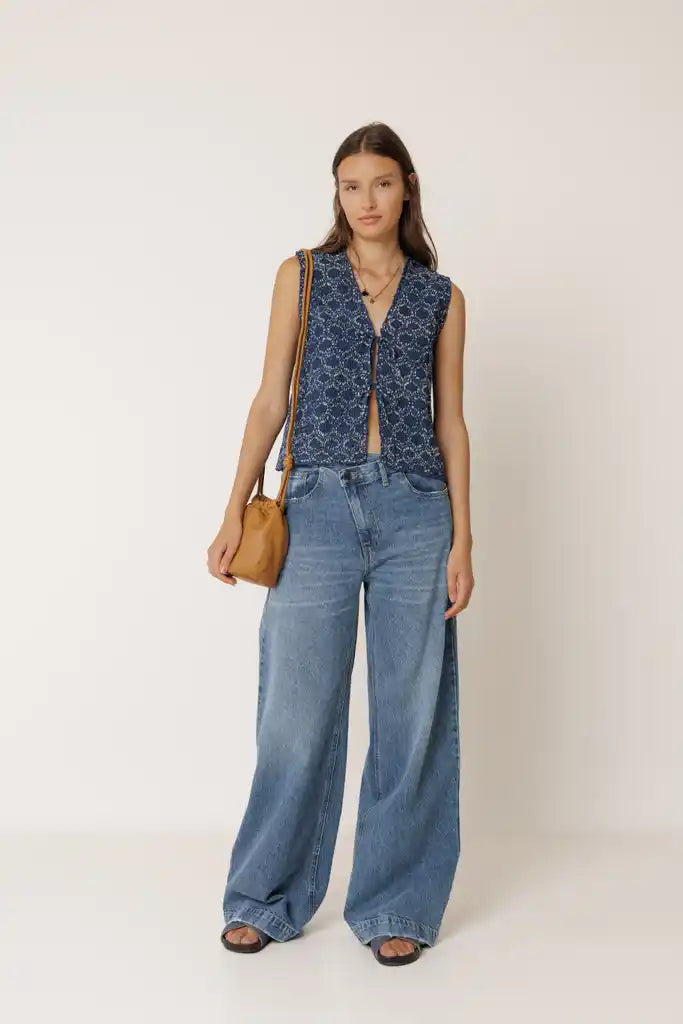 Sheered Tie Vest - Indigo