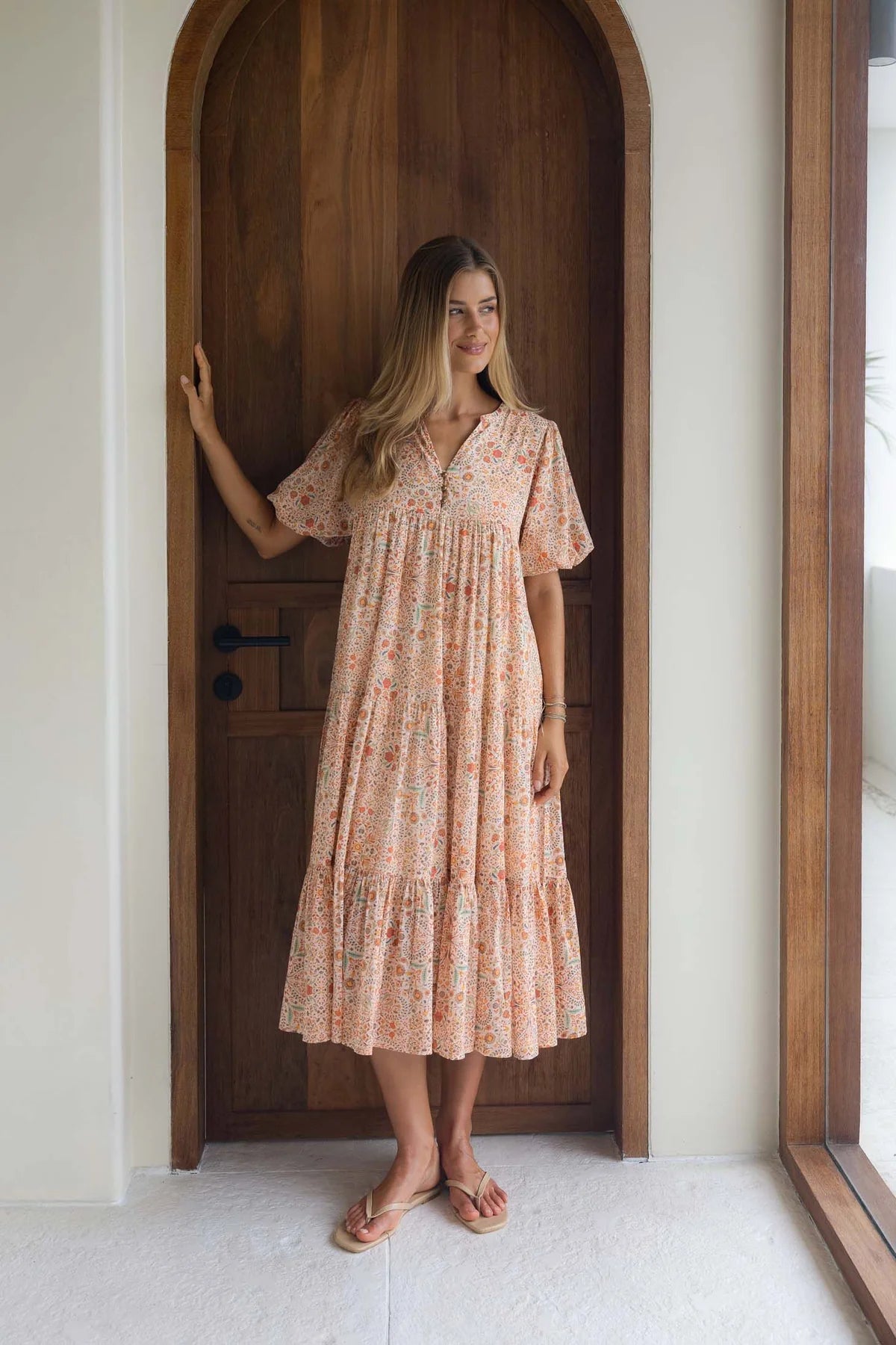 Yasmin Midi Dress - Almond Print