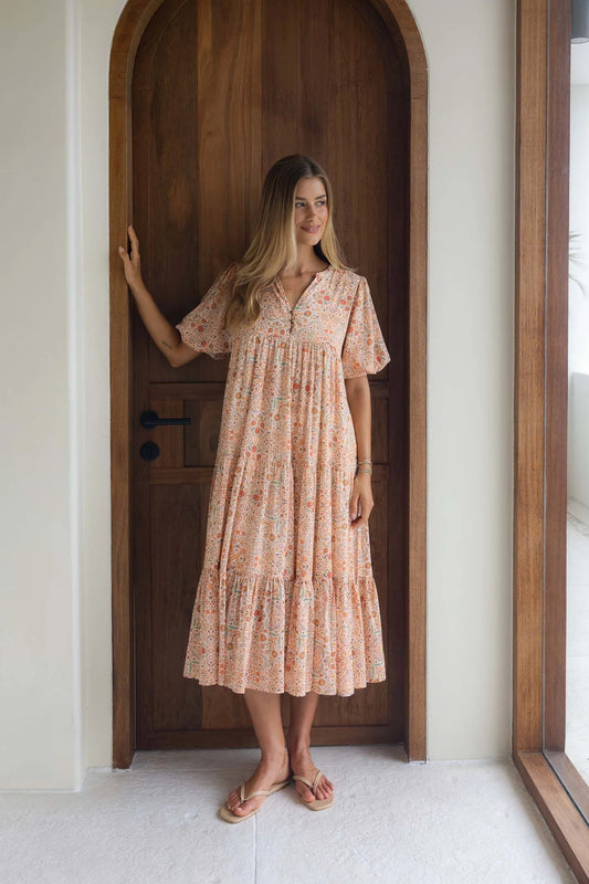 Yasmin Midi Dress - Almond Print