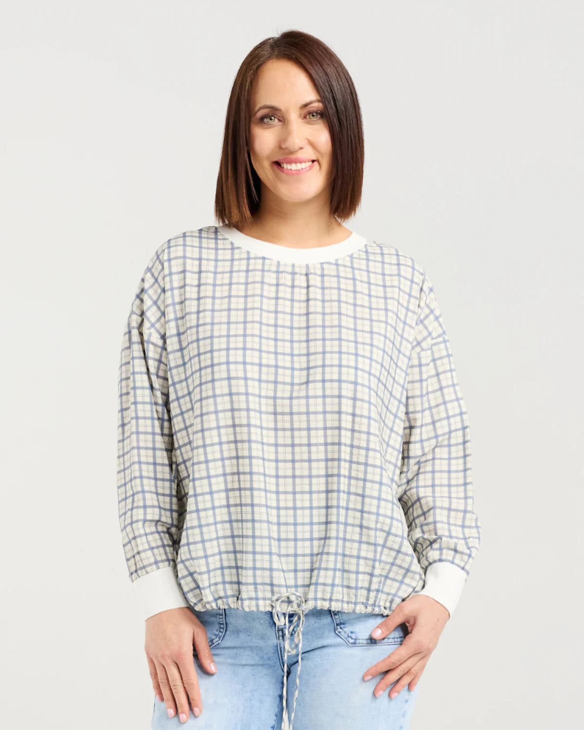 Isla Top - Blue Gridlock