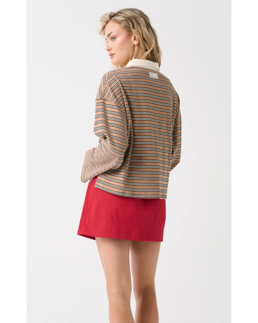 Alisa Rugby Tee - Tan Stripe