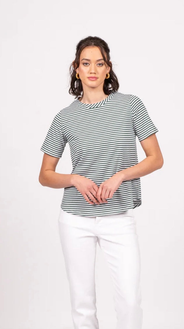 Emilia Top Short Sleeve - Evergreen Stripe