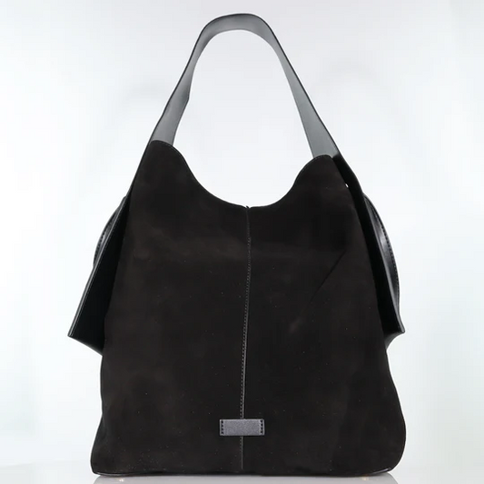 Saddle Tote - Black Suede