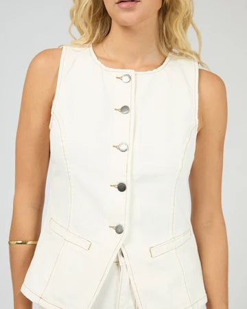Lena Denim Vest - White